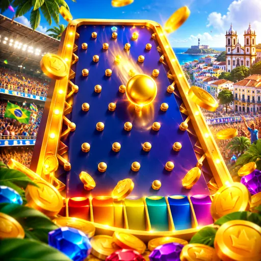 Capa do jogo Plinko com pinos e bolinhas